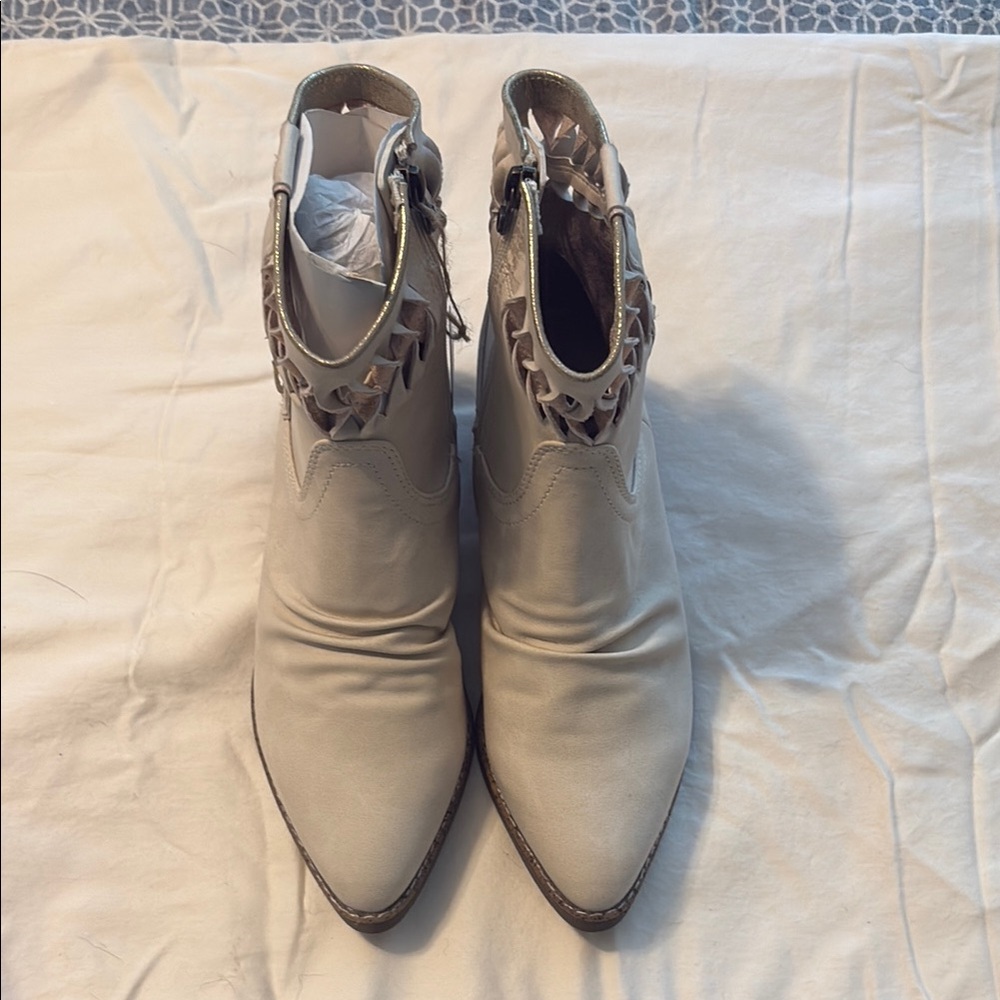Blowfish Cream Ankle Booties with Western Flair